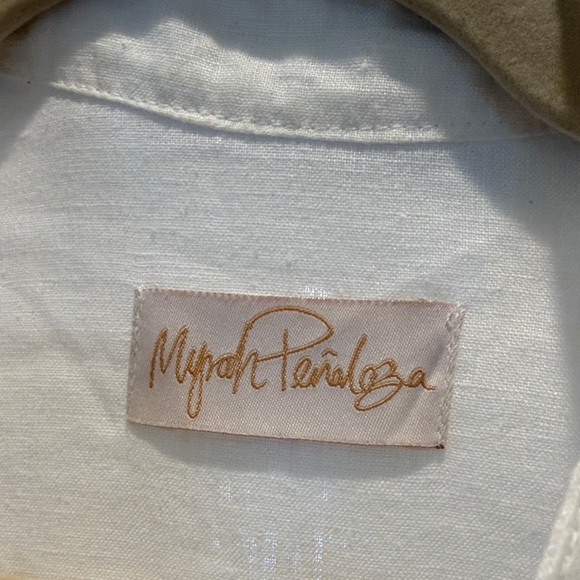 Myrah Penaloza White linen Button-Up Shirt dress - Picture 2 of 10